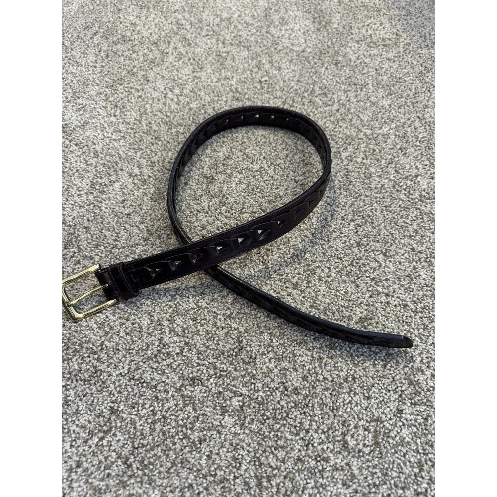 Vintage Brown Leather Woven Belt Men's Size 34